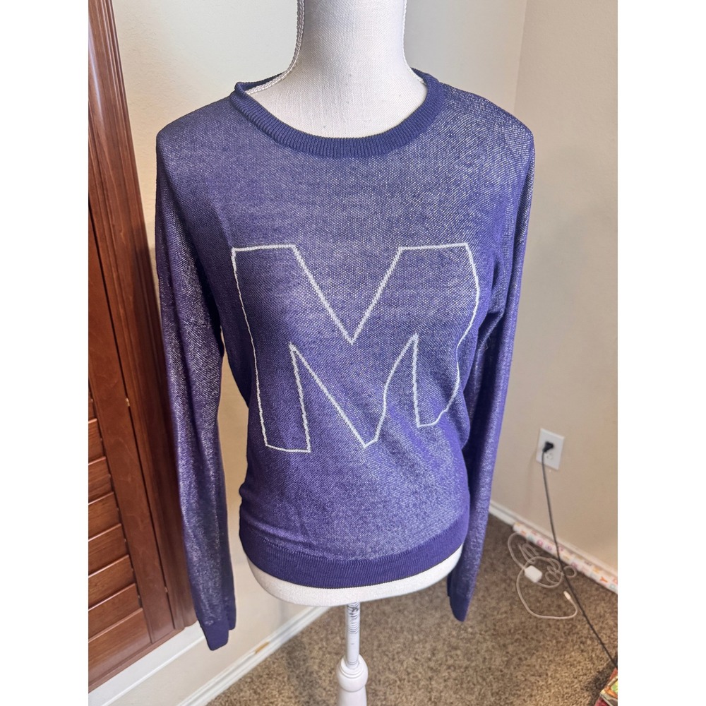 Le Mont Saint Michel Purple Shimmer Lightweight Sweater Metallic Graphic M Large